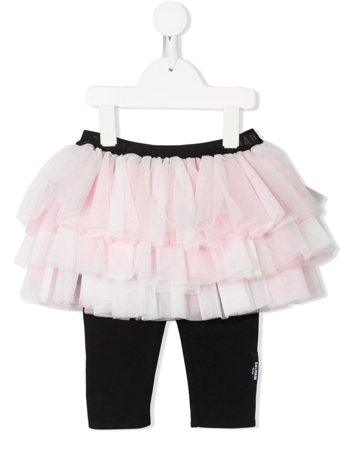 

Balmain Kids ярусная юбка из тюля с легинсами, розовый