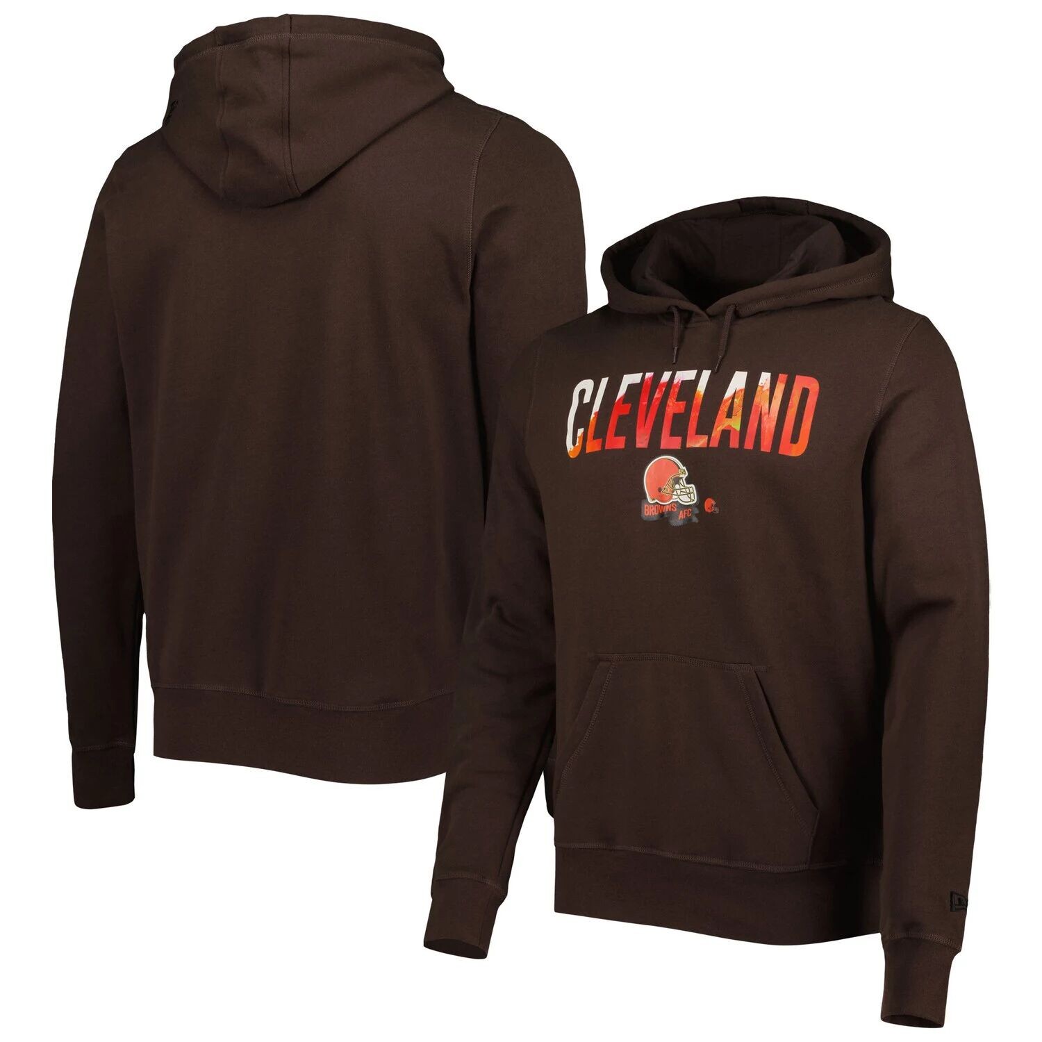 

Мужской коричневый пуловер с капюшоном Cleveland Browns Ink Dye New Era