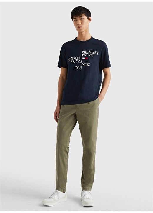 

Синяя мужская футболка с круглым вырезом Tommy Hilfiger, Синий