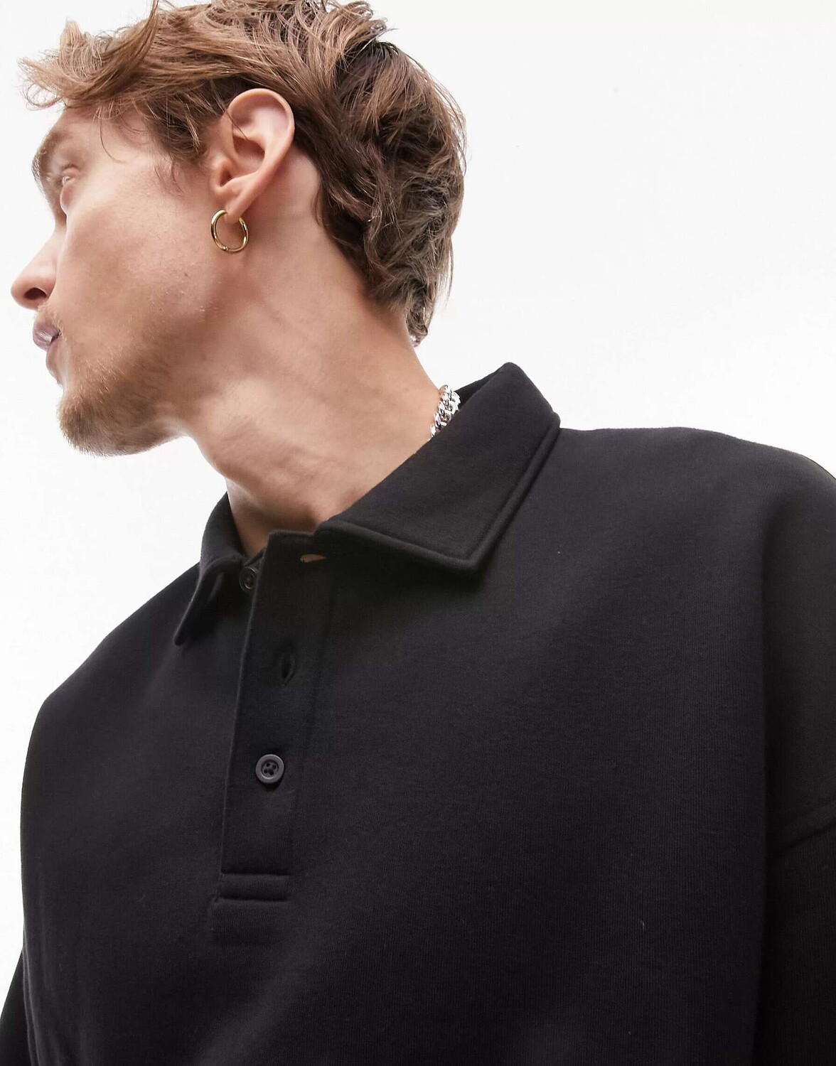 

Черная толстовка-поло оверсайз Topman, Черный