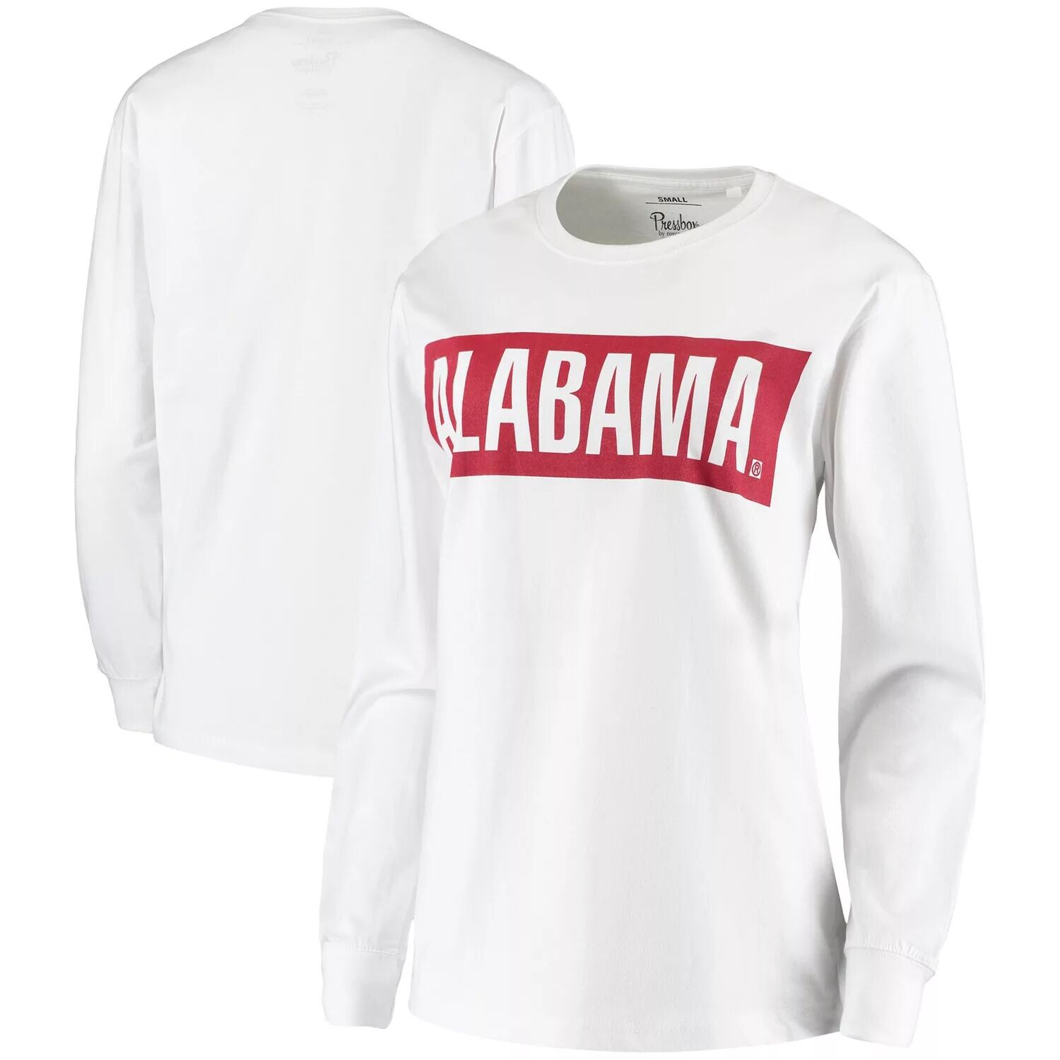 

Женская белая футболка с длинными рукавами Pressbox Alabama Crimson Tide Big Block Whiteout, Белый