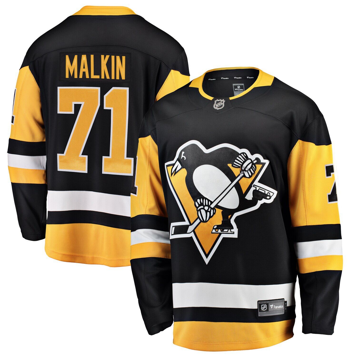 

Черная мужская футболка с логотипом Евгения Малкина для игрока Pittsburgh Penguins Fanatics, Черный