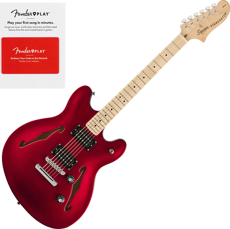 Электрогитара Squier Affinity Starcaster Semi-Hollowbody, Candy Apple Red w/ Fender Play Card