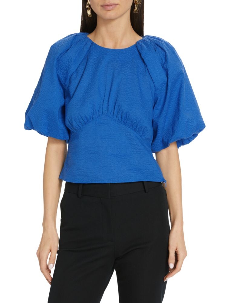 

Топ со сборками и объемными рукавами Frame, цвет Cornflower Blue