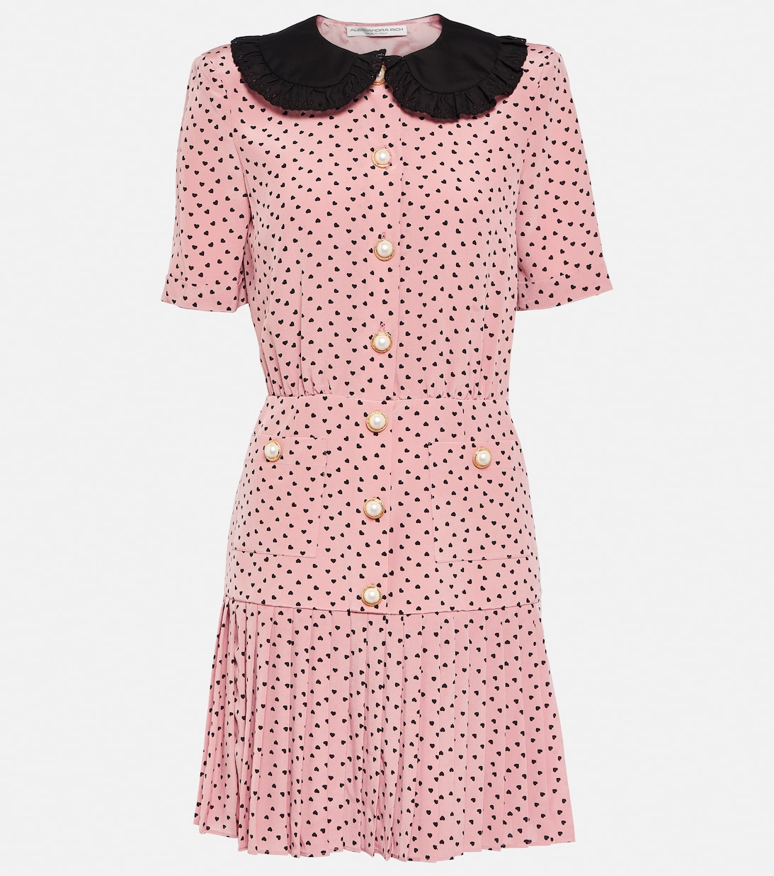 Шелковое мини-платье с принтом ALESSANDRA RICH, розовый