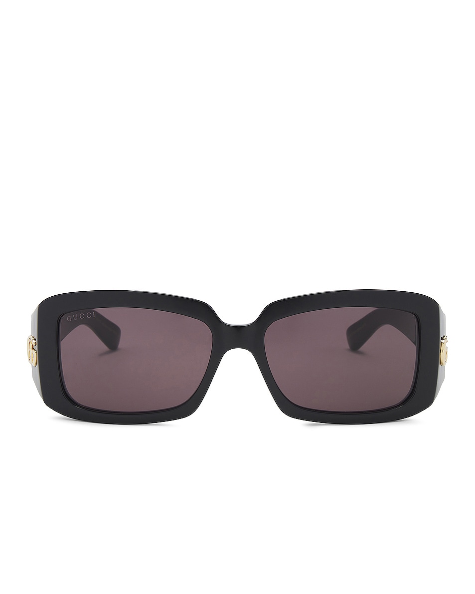 Солнцезащитные очки Gucci Rectangular, черный солнцезащитные очки zara rectangular белый