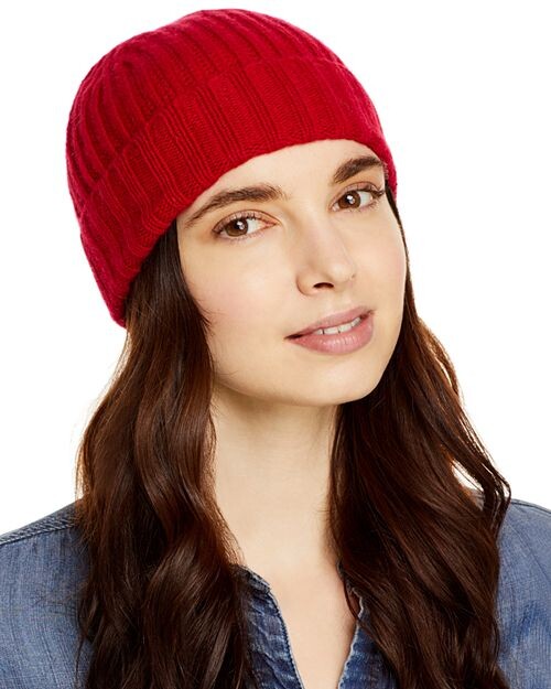 

Кашемировая шляпа C by Bloomingdale's с ребристыми манжетами C by Bloomingdale's Cashmere, цвет Red