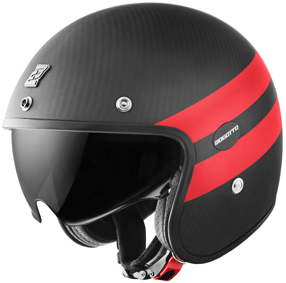 Карбоновый шлем V587 Crono Jet Bogotto, черный матовый/красный мотоциклетный шлем с открытым лицом защитный козырек для езды на мотоцикле