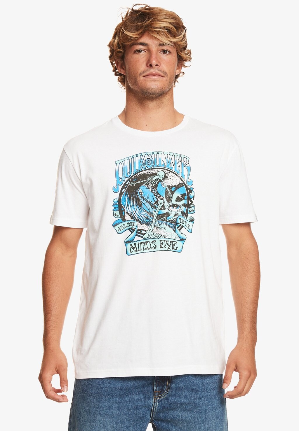 

Футболка с принтом Quiksilver, молочный, Серый