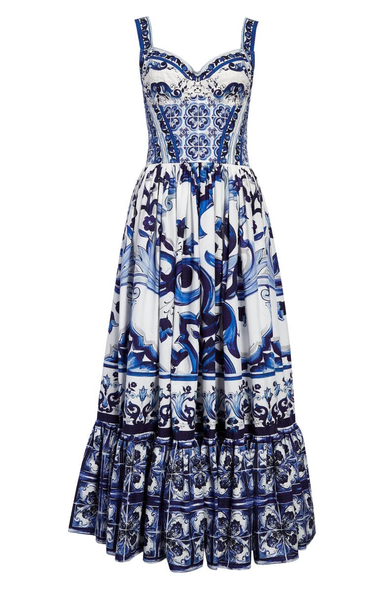 

Платье-бюстье из хлопкового поплина Majolica DOLCE&GABBANA