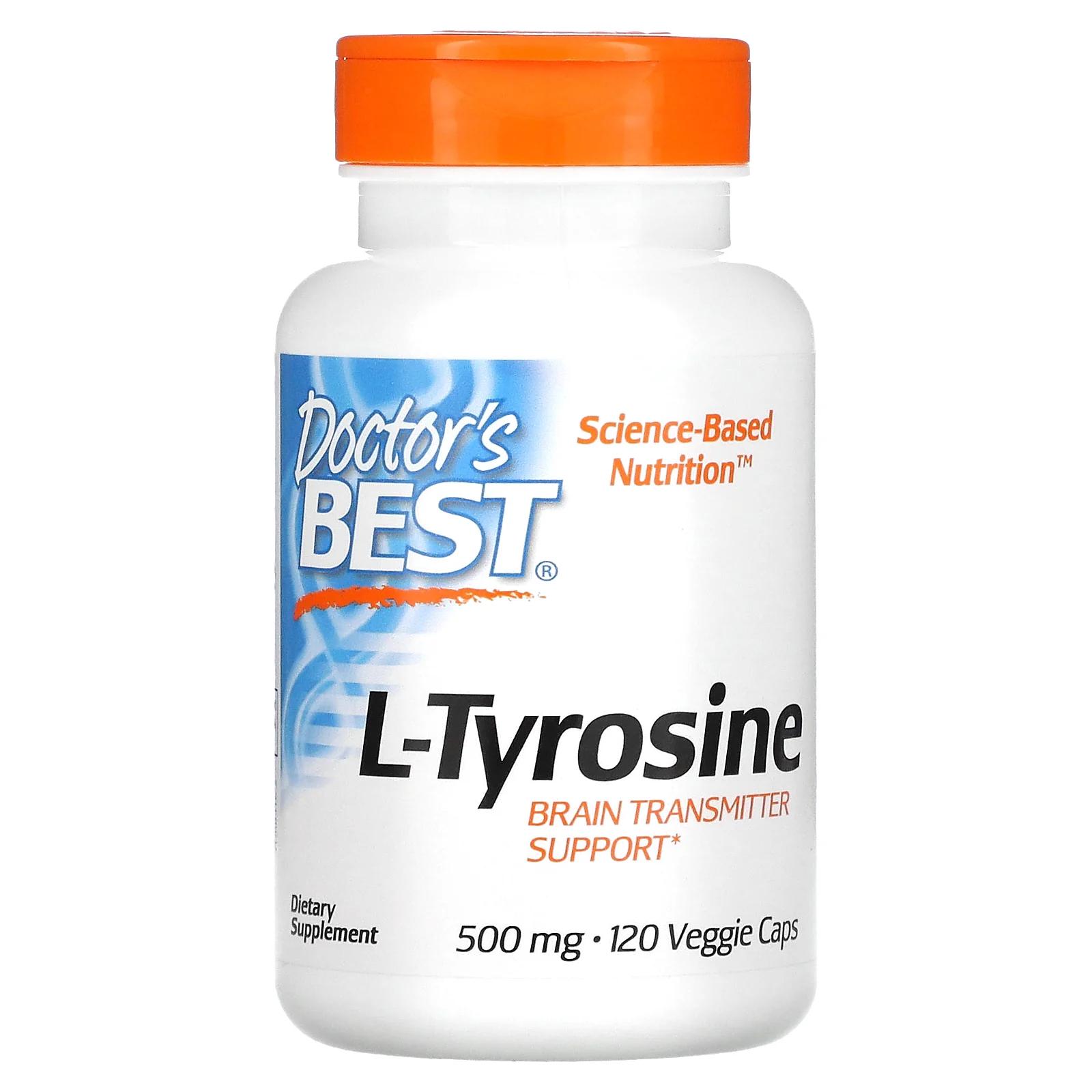 Doctor's Best L-тирозин 500 мг 120 вегетарианских капсул l тирозин doctors best best l tyrosine 500 мг 120 шт