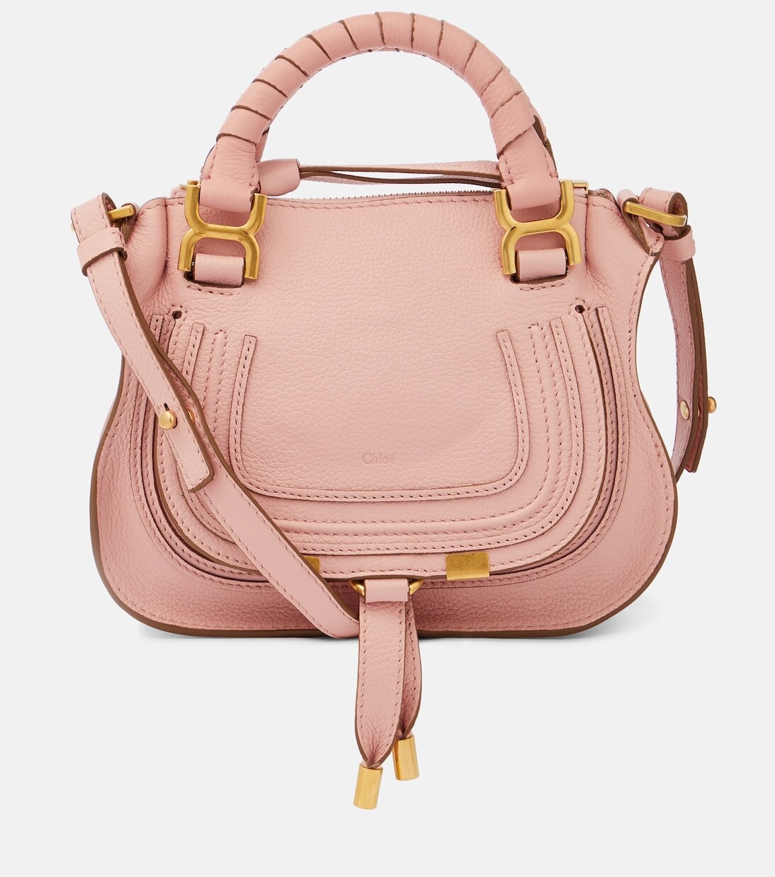 

Мини-кожаная сумка-тоут marcie Chloé, розовый