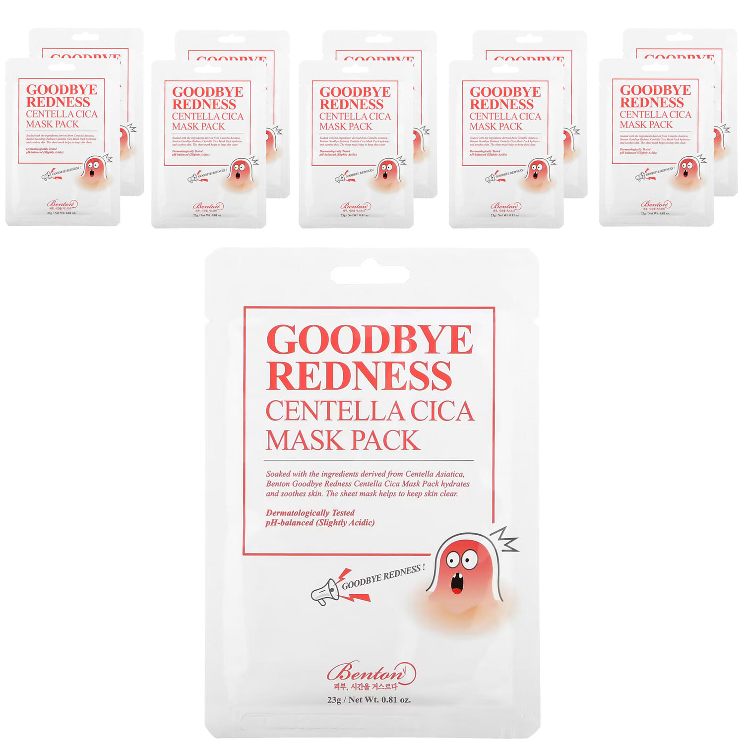 

Goodbye Redness Centella Cica, маска для лица, 10 шт., 23 г (0,81 унции), Benton