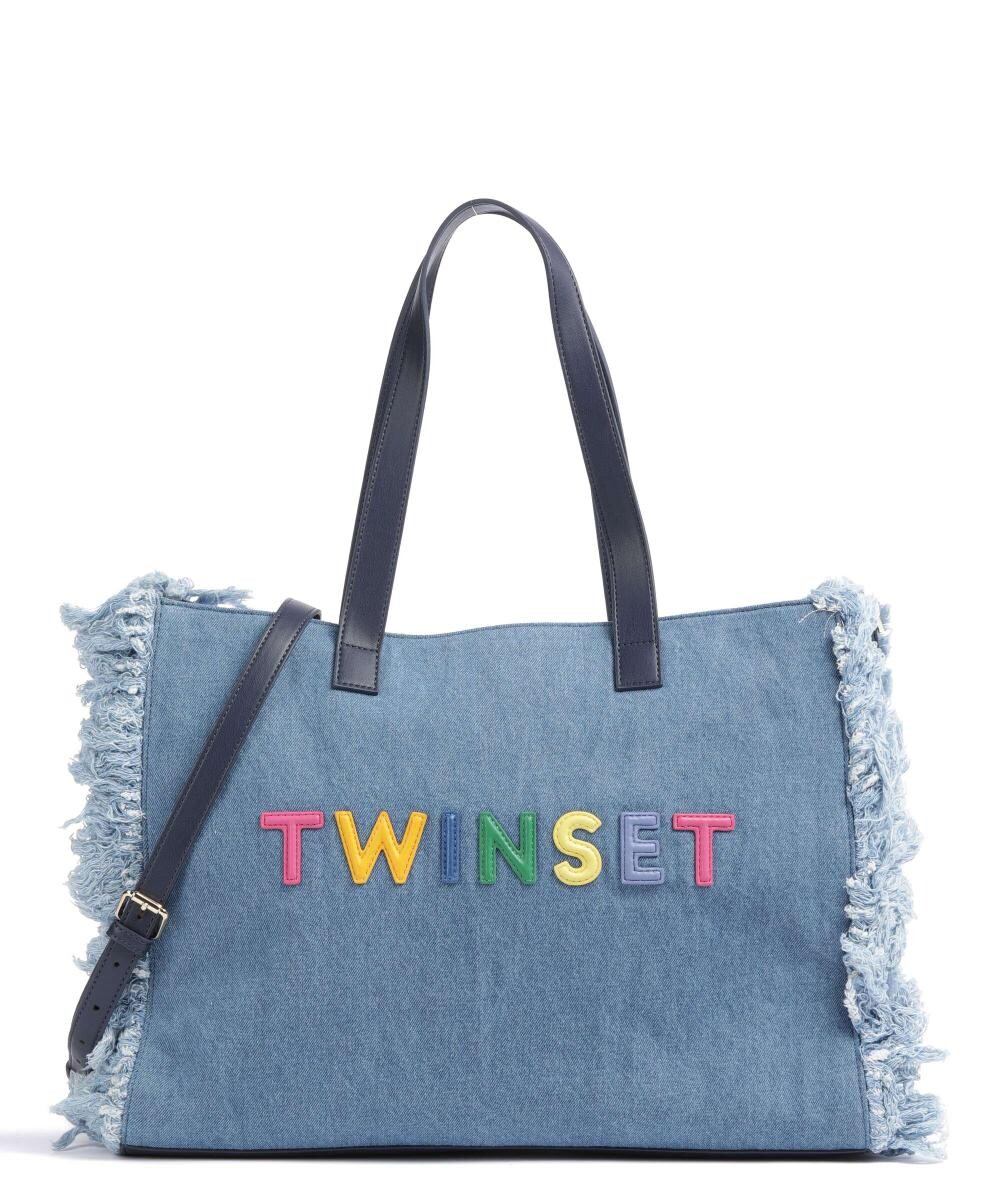 

Шоппер в стиле кантри-шик, хлопок Twinset, синий