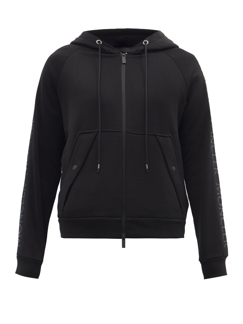 

Толстовка из хлопкового джерси с логотипом на молнии Moncler, черный