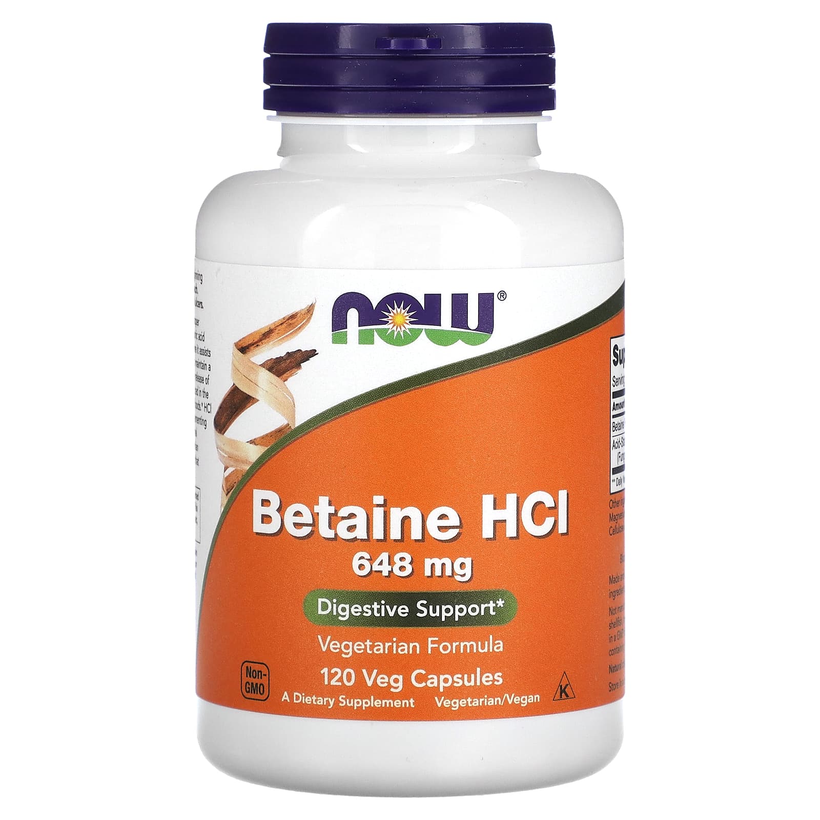 Now Foods Бетаин HCL 648 мг 120 вегетарианских капсул бетаин гидрохлорид now foods 648 мг 120 капсул