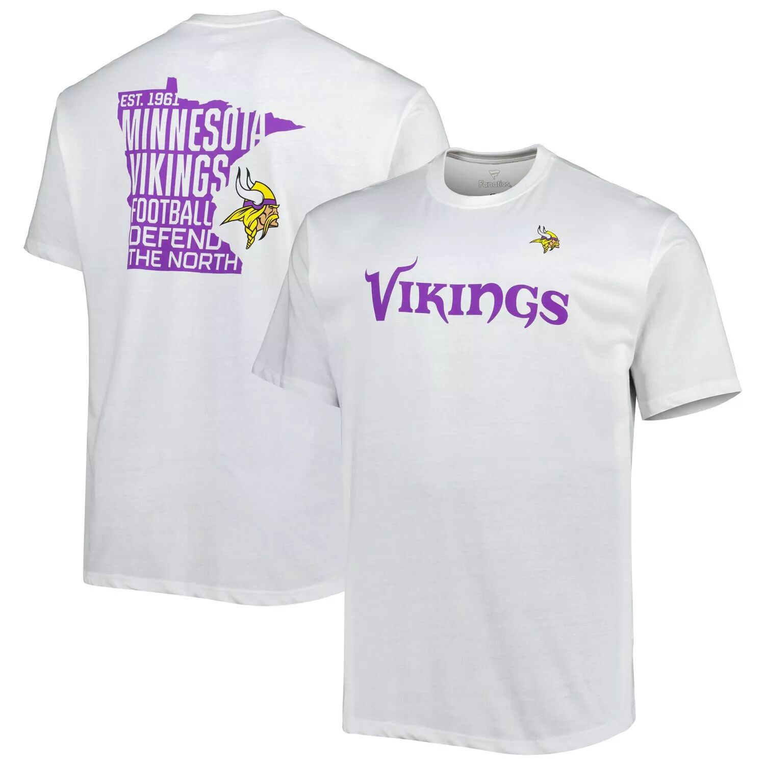 

Мужская белая футболка с логотипом Minnesota Vikings Big & Tall Hometown Collection Hot Shot Fanatics, Белый