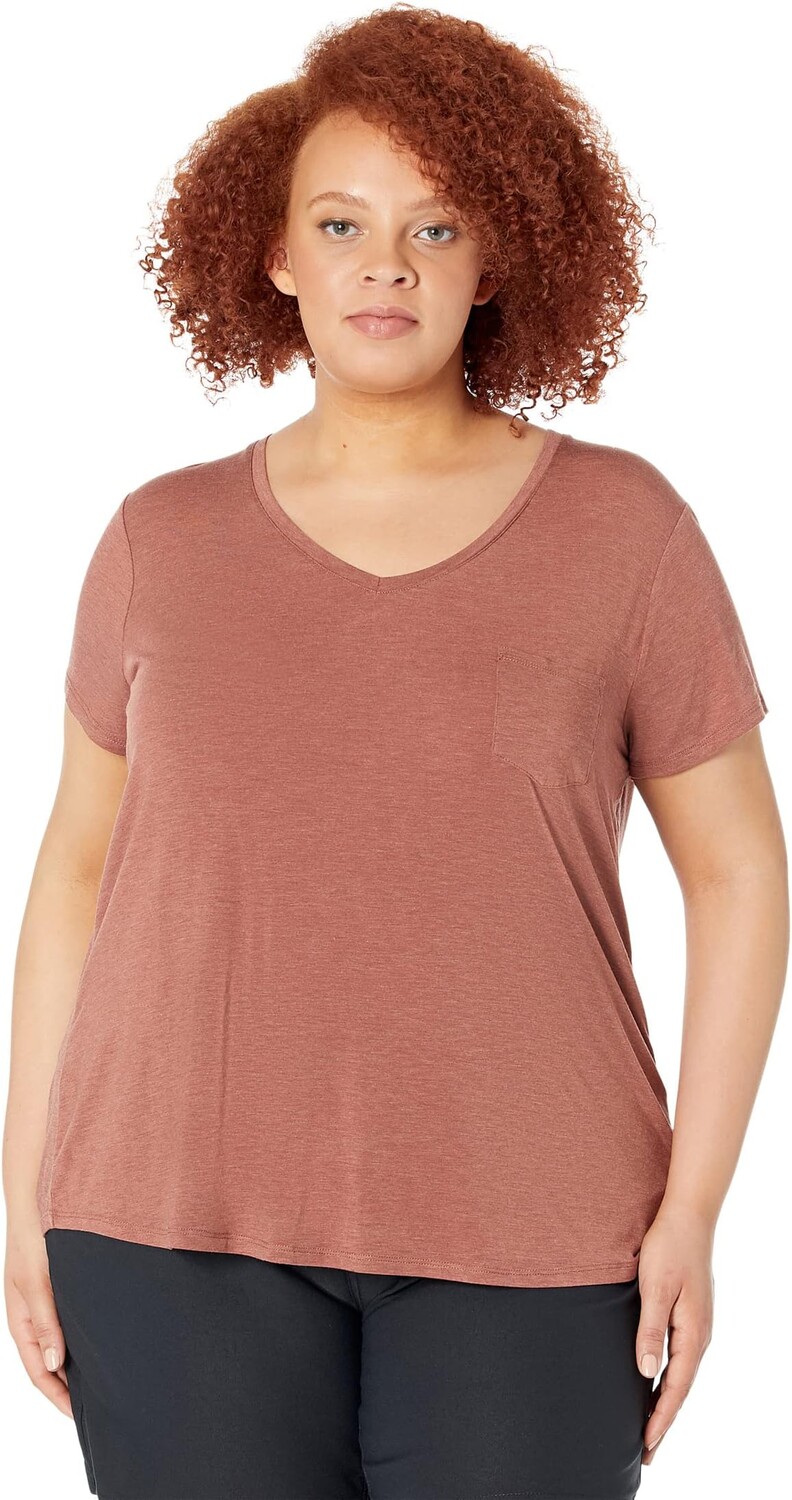 

Топ Prana Plus Size Foundation Short Sleeve, цвет Terra Heather