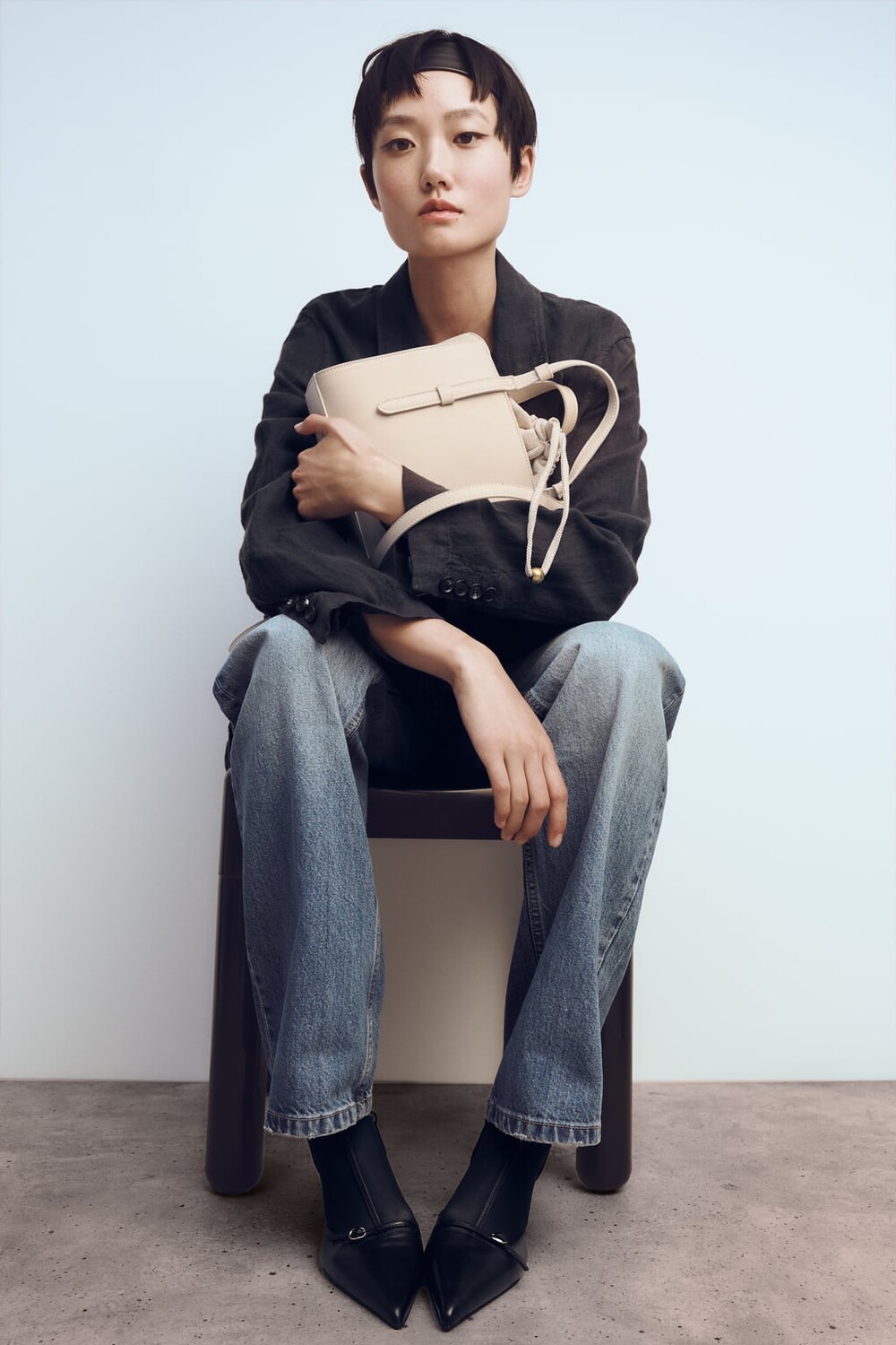 

Мини городская сумка ZARA, экру