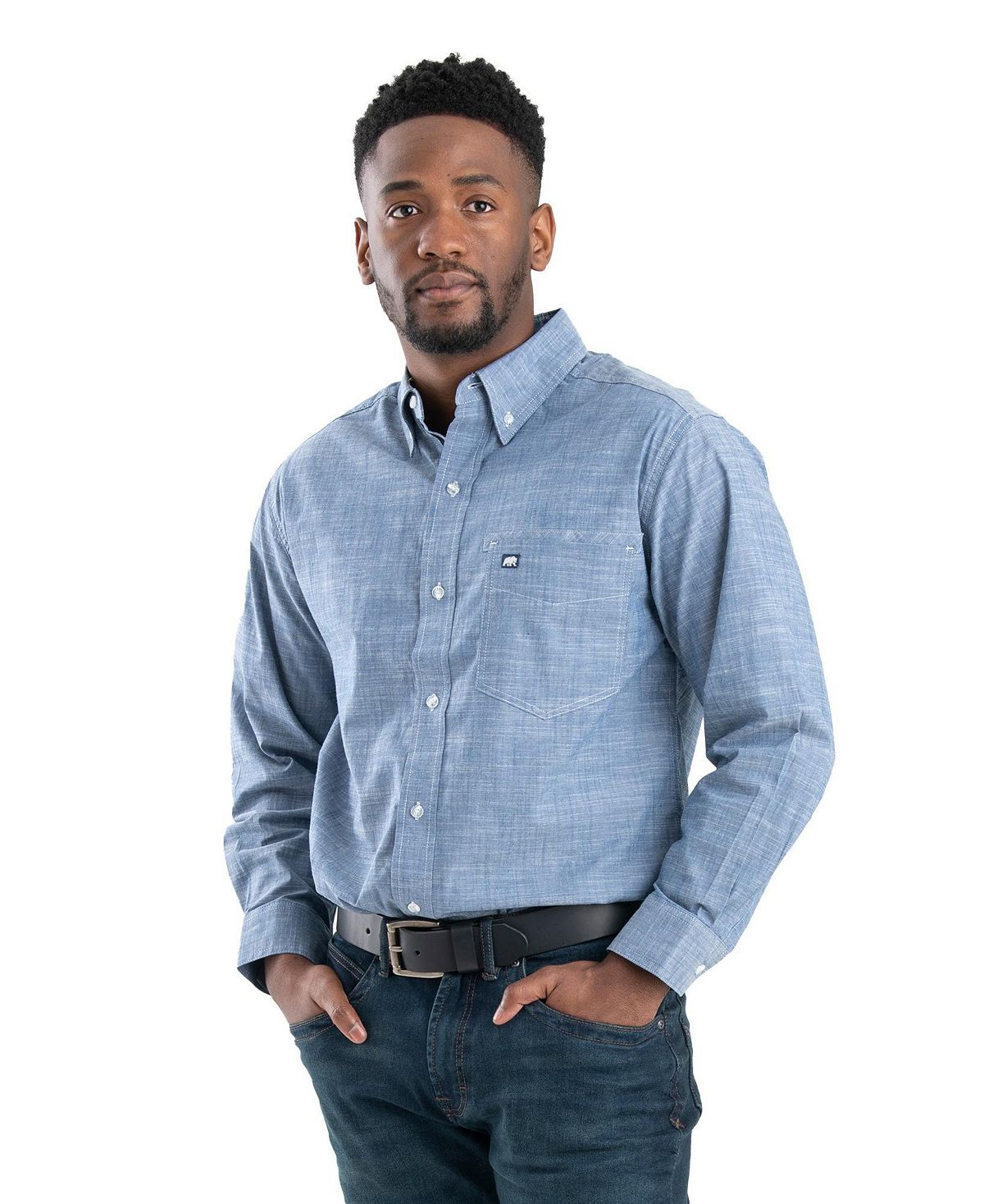 Мужская рубашка на пуговицах из шамбре с длинным рукавом Foreman Flex, большая и высокая Berne george foreman 25800 56