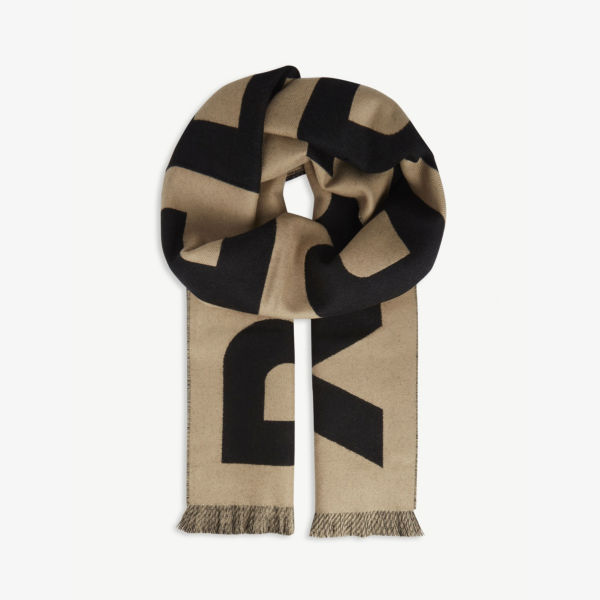 Шерстяной футбольный шарф с логотипом Burberry, бежевый