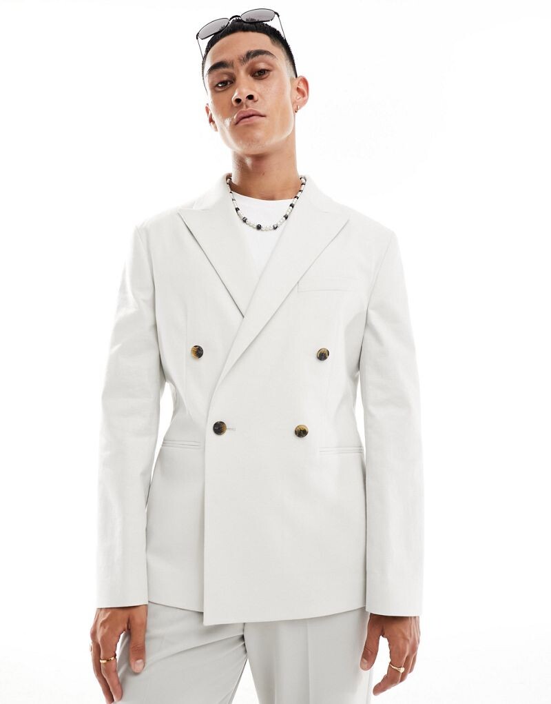 Серый приталенный пиджак ASOS DESIGN