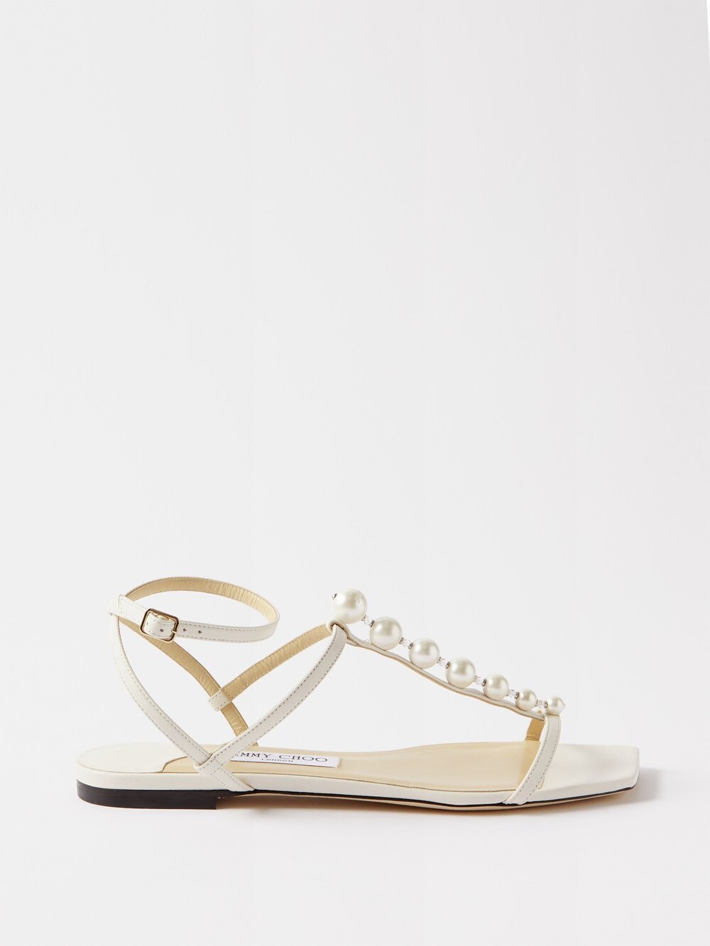

Кожаные сандалии amari с жемчугом Jimmy Choo, белый