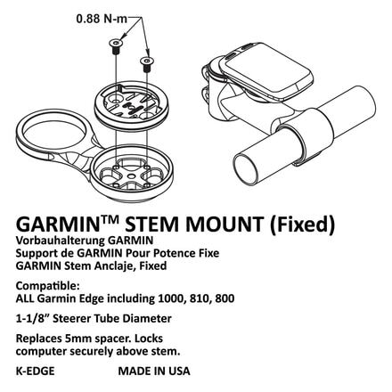 Крепление на штоке для компьютеров Garmin — исправлено K-Edge, черный крепление и переходник knog pwr mount for k edge garmin gopro 2022