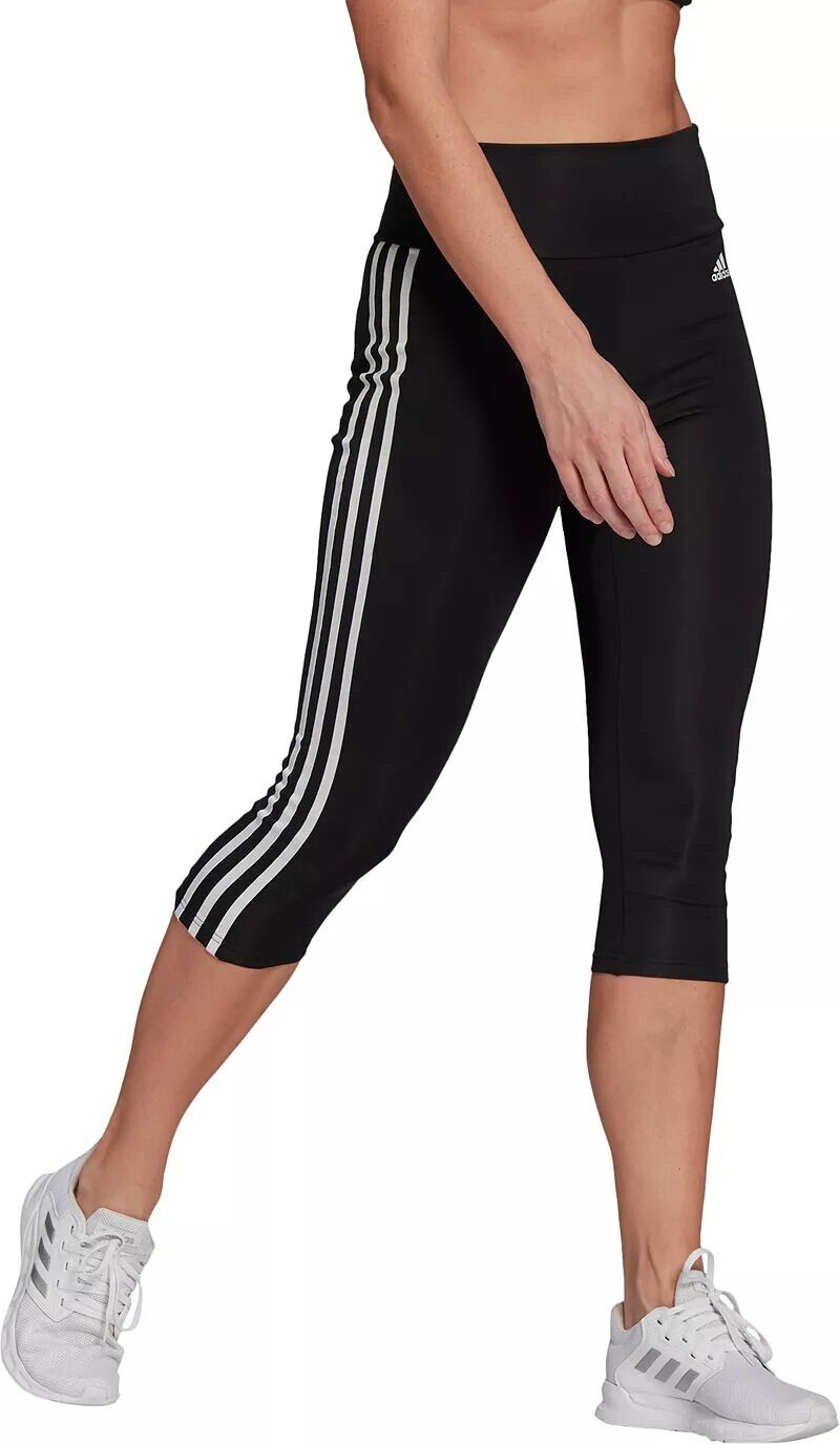 

Женские спортивные тайтсы Adidas Designed 2 Move с высокой посадкой и 3 полосками 3/4
