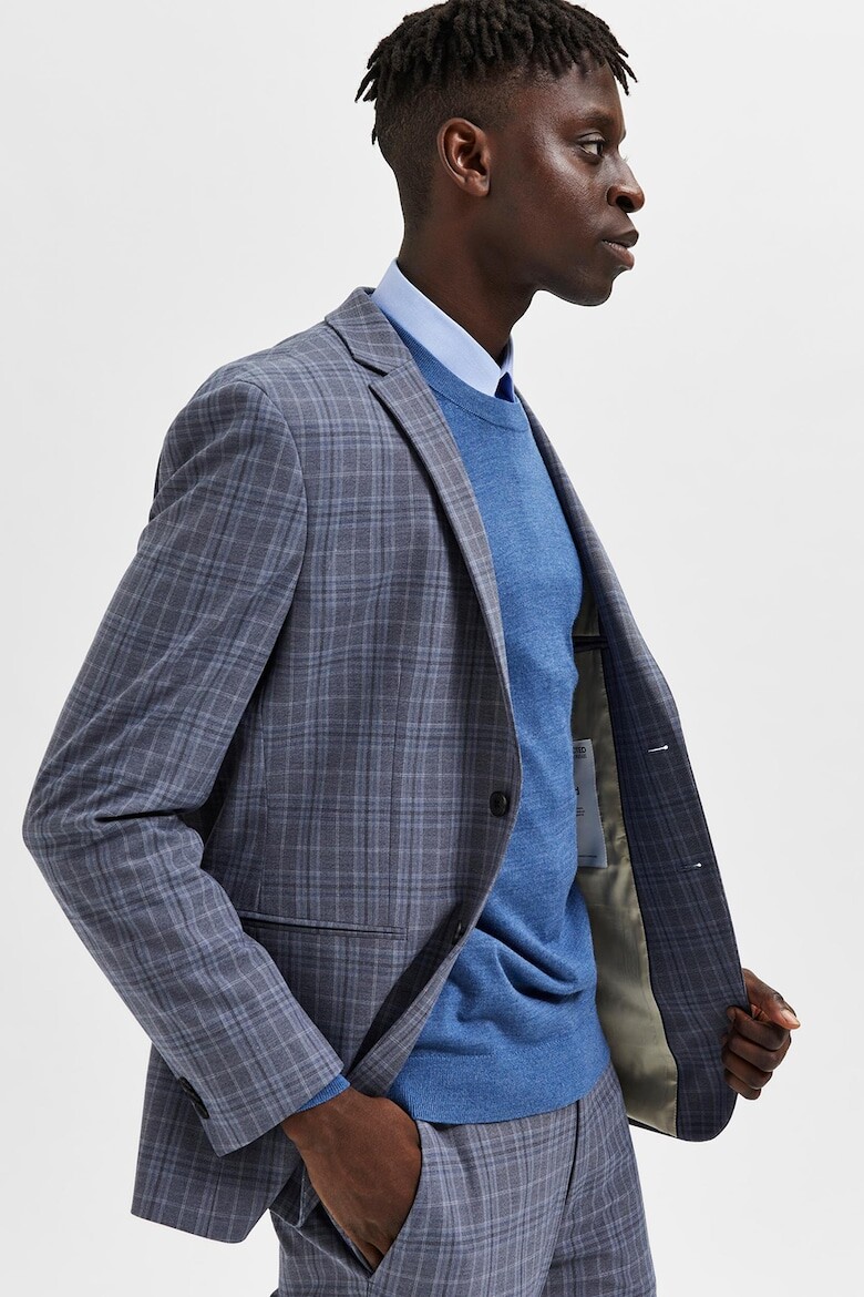 

Свитер тонкой вязки Coolmax из шерсти Selected Homme, синий