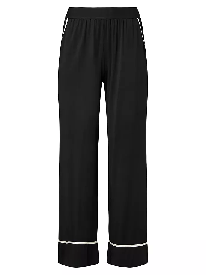 Широкие пижамные брюки с окантовкой Weworewhat, цвет black ivory