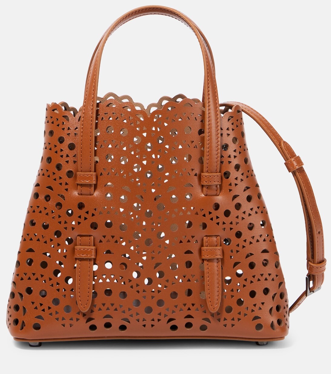 

Кожаная сумка-тоут Mina 20 Mini Alaïa, коричневый