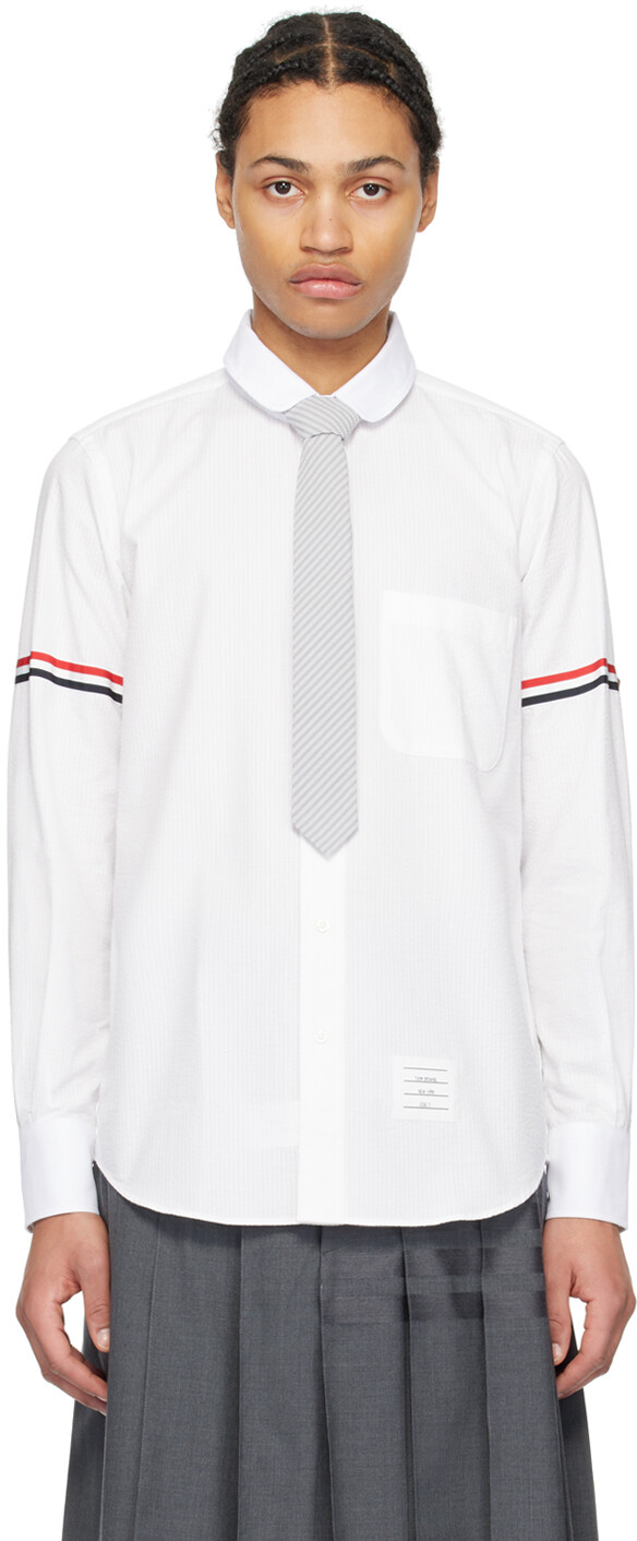 

Белая рубашка с повязкой на рукаве Thom Browne