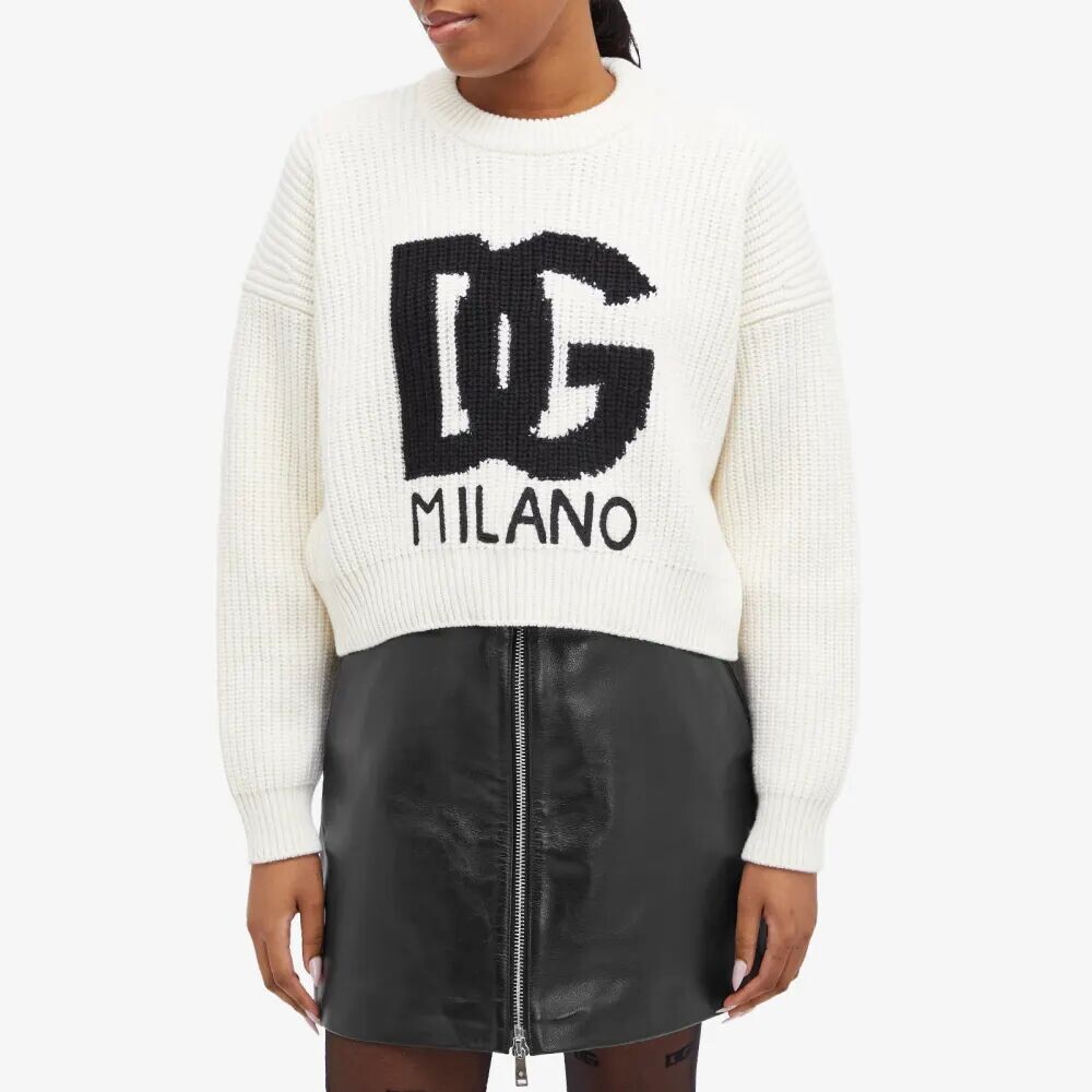 

Dolce & Gabbana Объемный трикотаж с крупным логотипом, бежевый