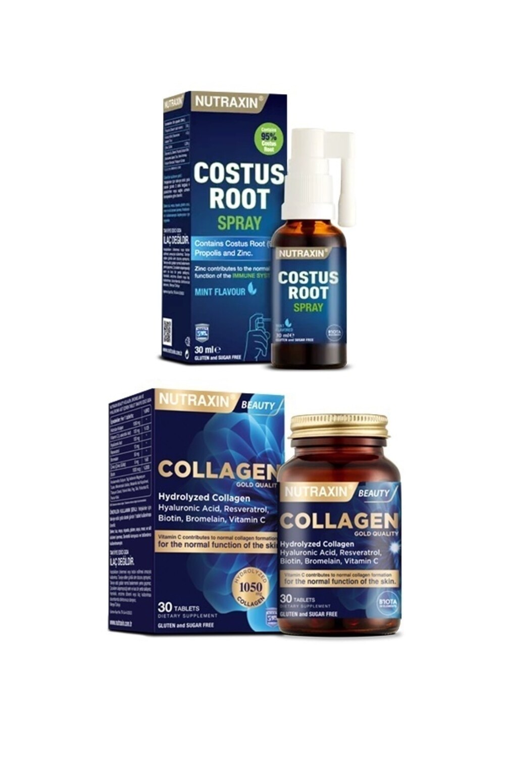 

Nutraxin Costus Root 30 мл + гидролизованный коллаген 30 таблеток