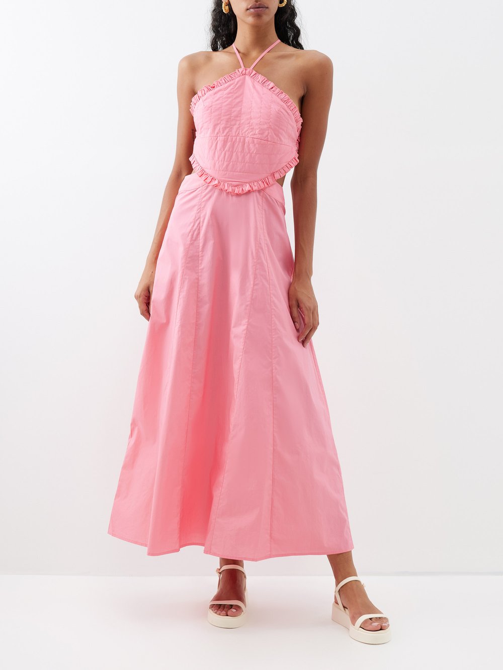 Хлопковое платье макси lila с открытой спиной Bird & Knoll, розовый