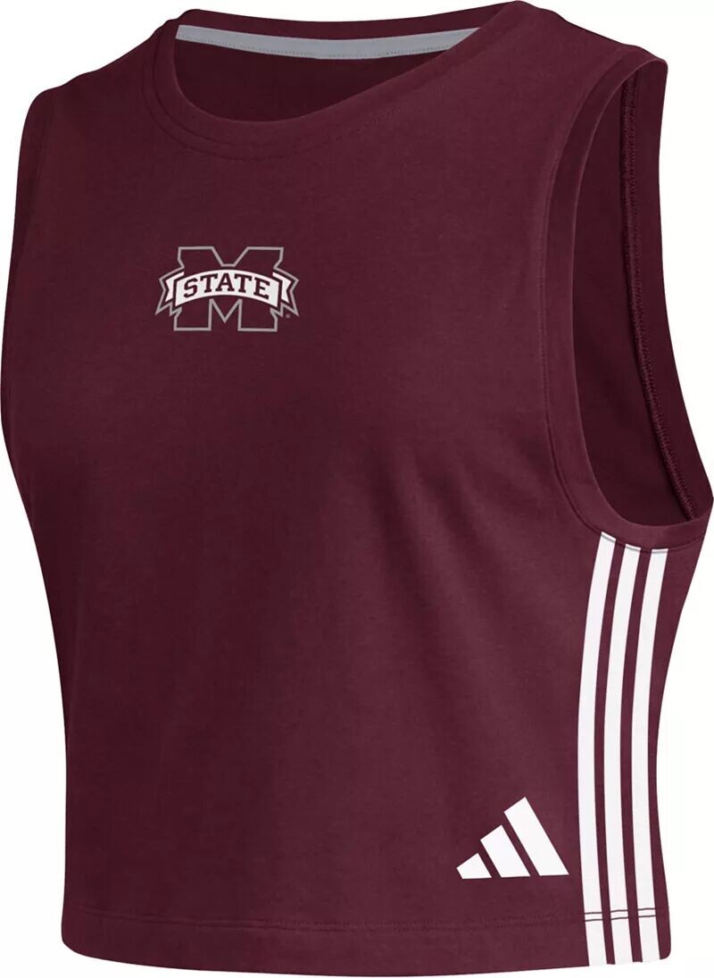 

Женская темно-бордовая укороченная майка Adidas Mississippi State Bulldogs