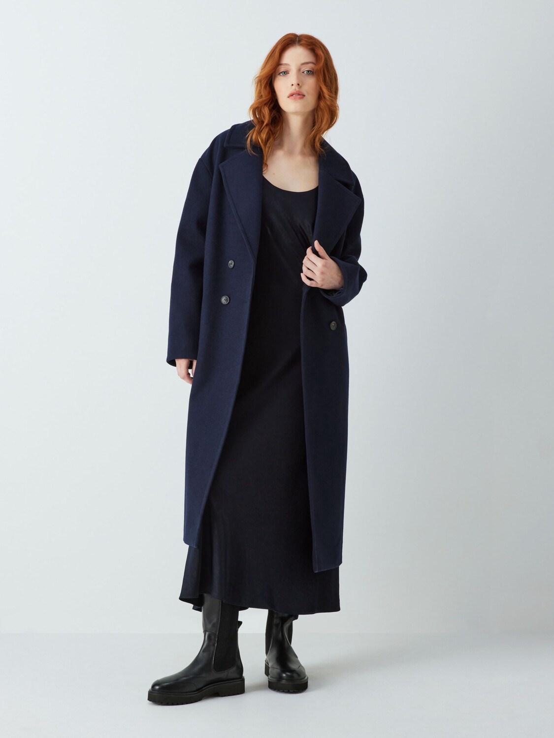 

Однотонное двубортное пальто John Lewis ANYDAY, полночь