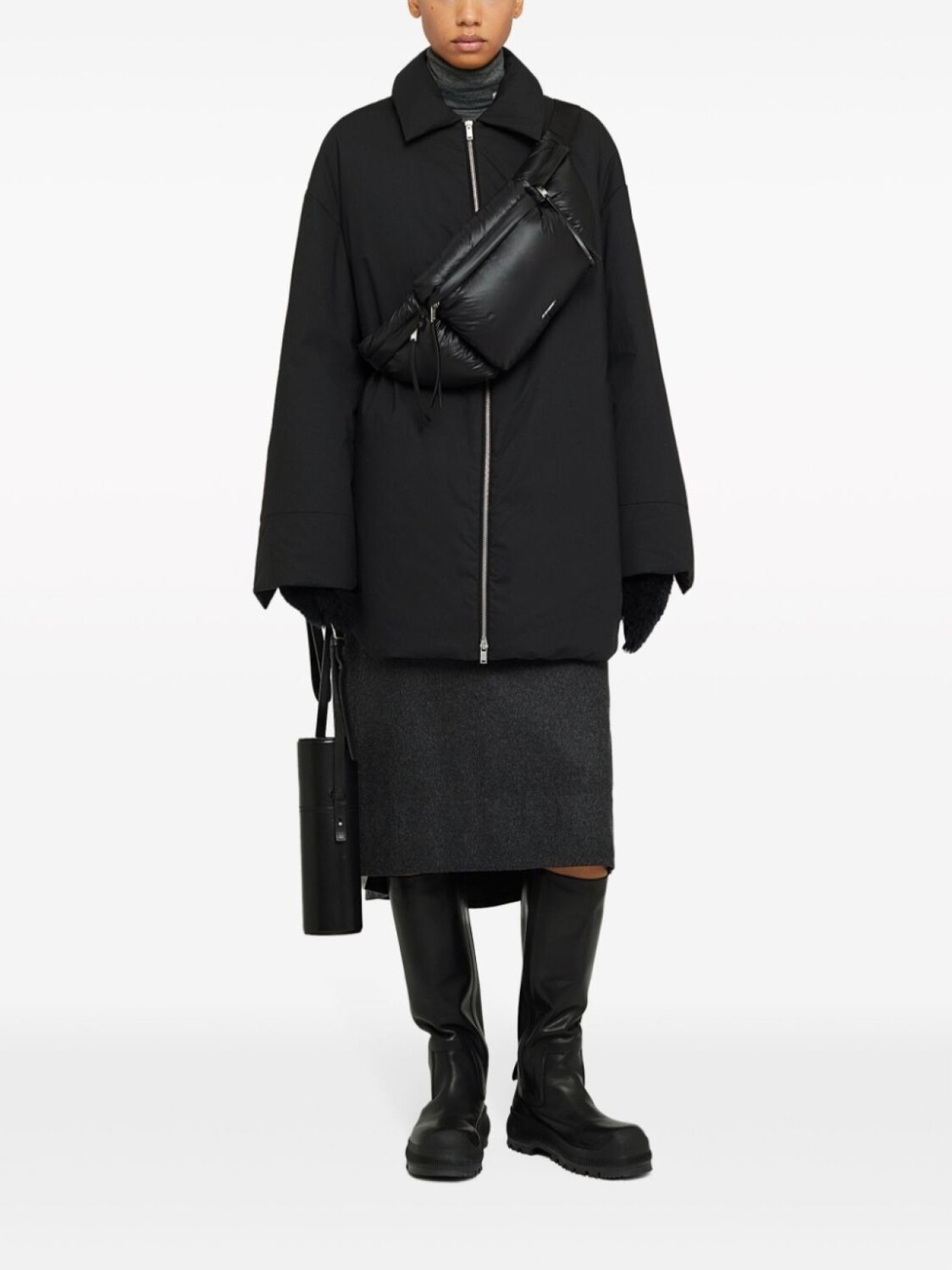 

Jil Sander дутая куртка-рубашка, черный