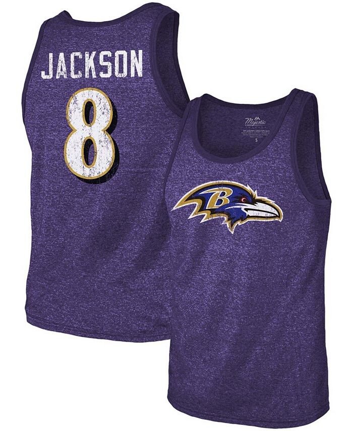 

Мужская майка Lamar Jackson Purple Baltimore Ravens с именем и номером Tri-Blend Fanatics, фиолетовый