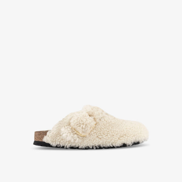 

Сабо из овчины Boston с пряжками Birkenstock, цвет eggshell shearling