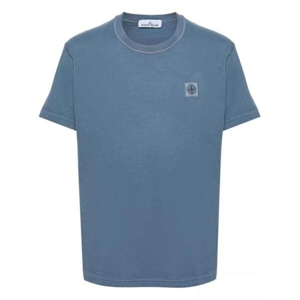 

Футболка logo-patch cotton t-shirt Stone Island, синий