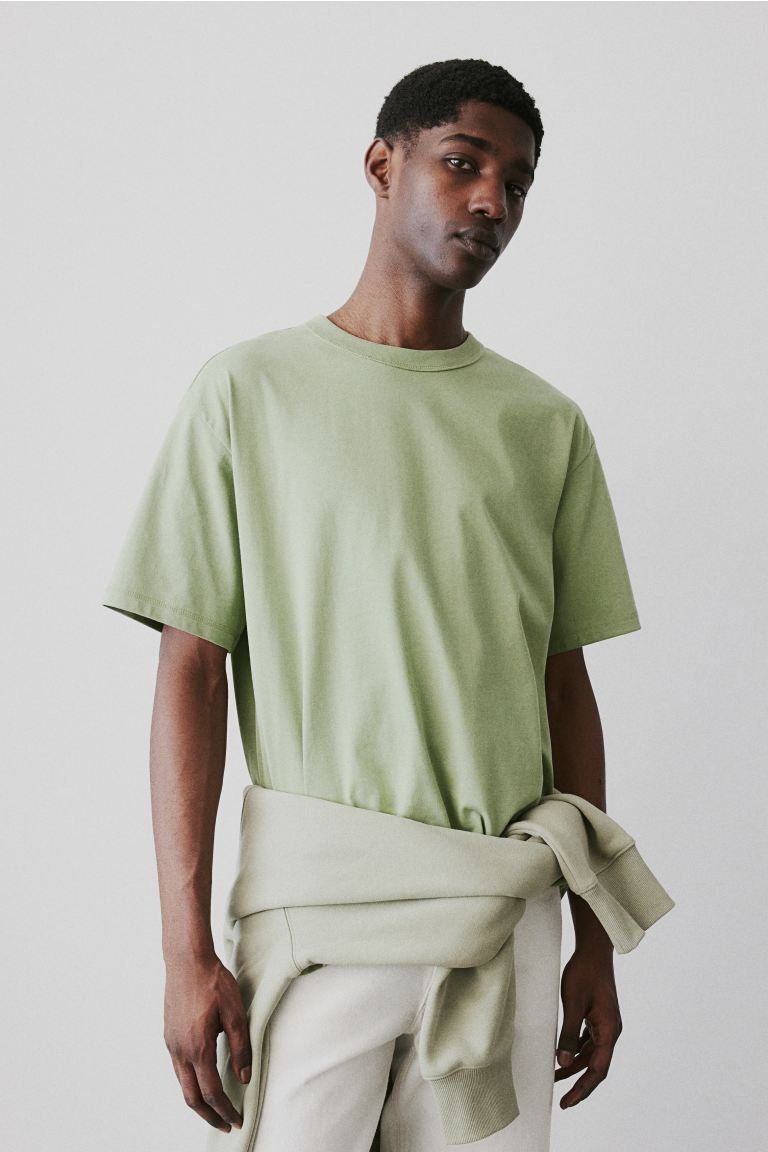Футболка Coolmax свободного кроя H&M, зеленый футболка с круглым вырезом jess объемный покрой s белый