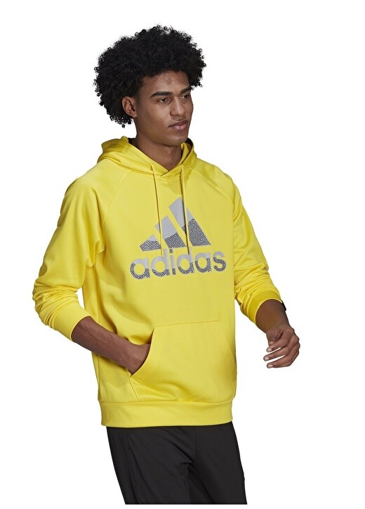 

Желтая мужская толстовка с воротником с капюшоном Adidas, Желтый