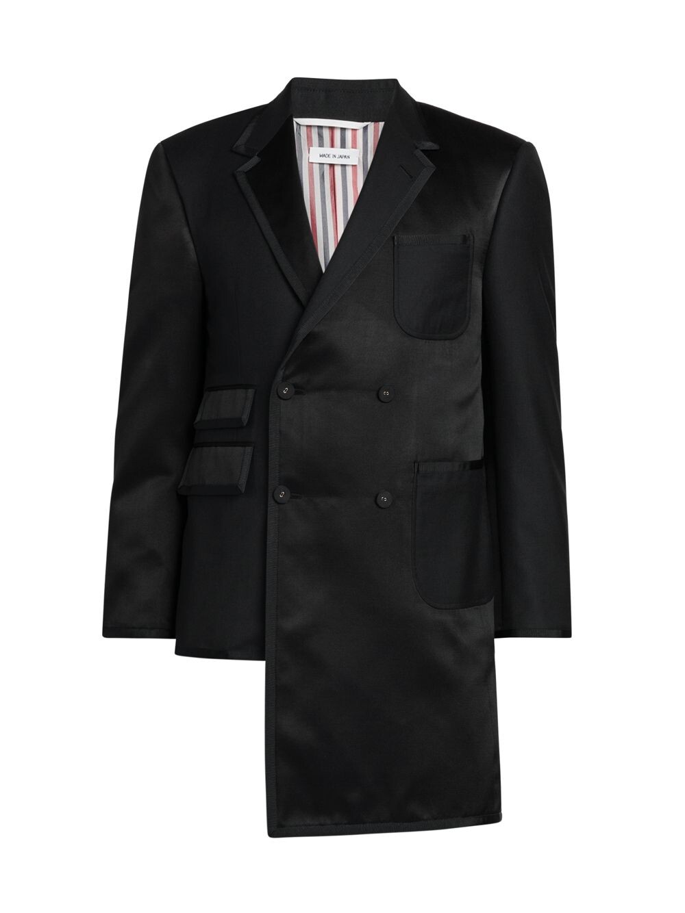 

Шелковый асимметричный блейзер Collage Thom Browne, черный