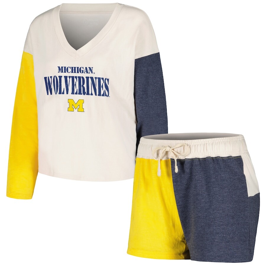 

Пижамный комплект Wes & Willy Michigan Wolverines, кремовый