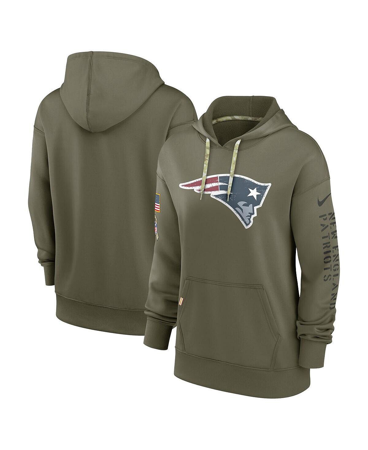 

Женский оливковый пуловер с капюшоном New England Patriots 2022 Salute to Service Performance Nike