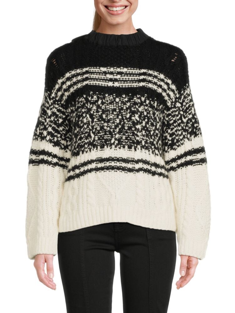 

Свитер с цветными блоками и галстуком-бабочкой Redvalentino, цвет Ivory Black