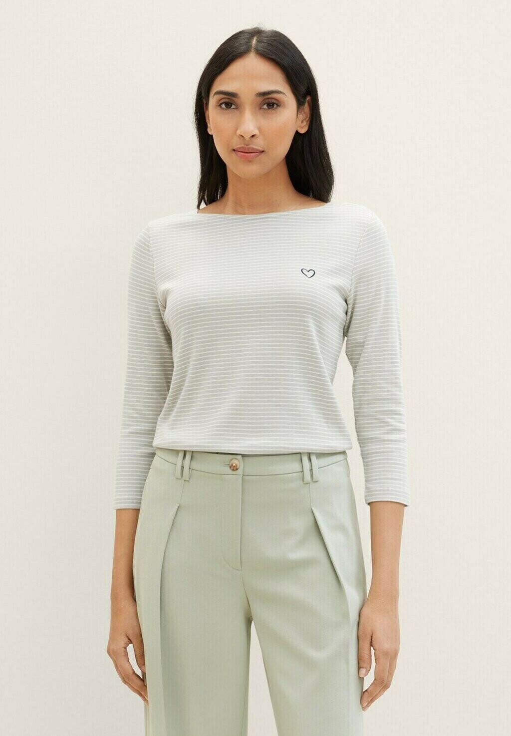 

Рубашка с длинным рукавом TOM TAILOR, цвет green offwhite thin stripe