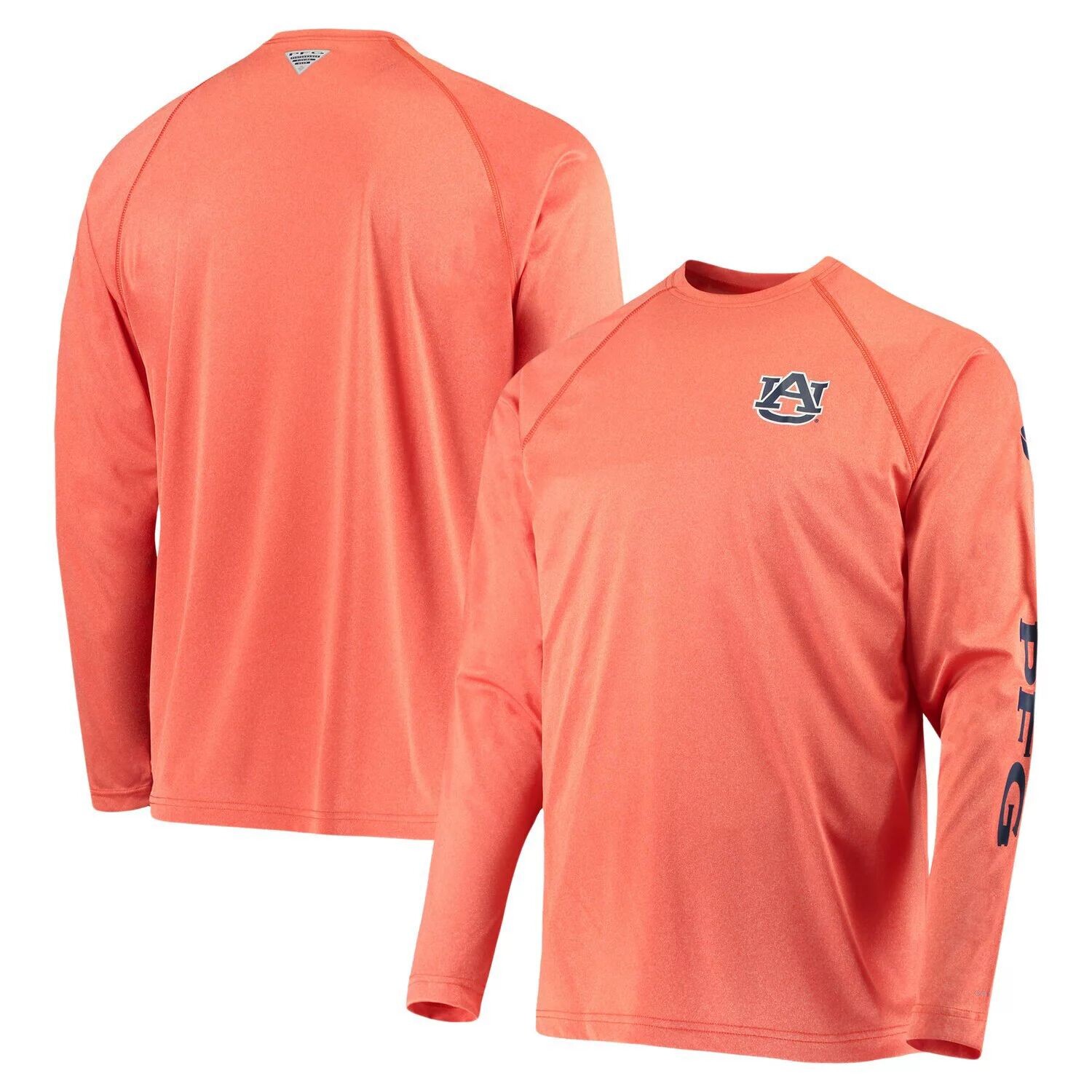 

Мужская футболка Columbia Orange Auburn Tigers PFG Terminal Tackle Omni-Shade с длинным рукавом